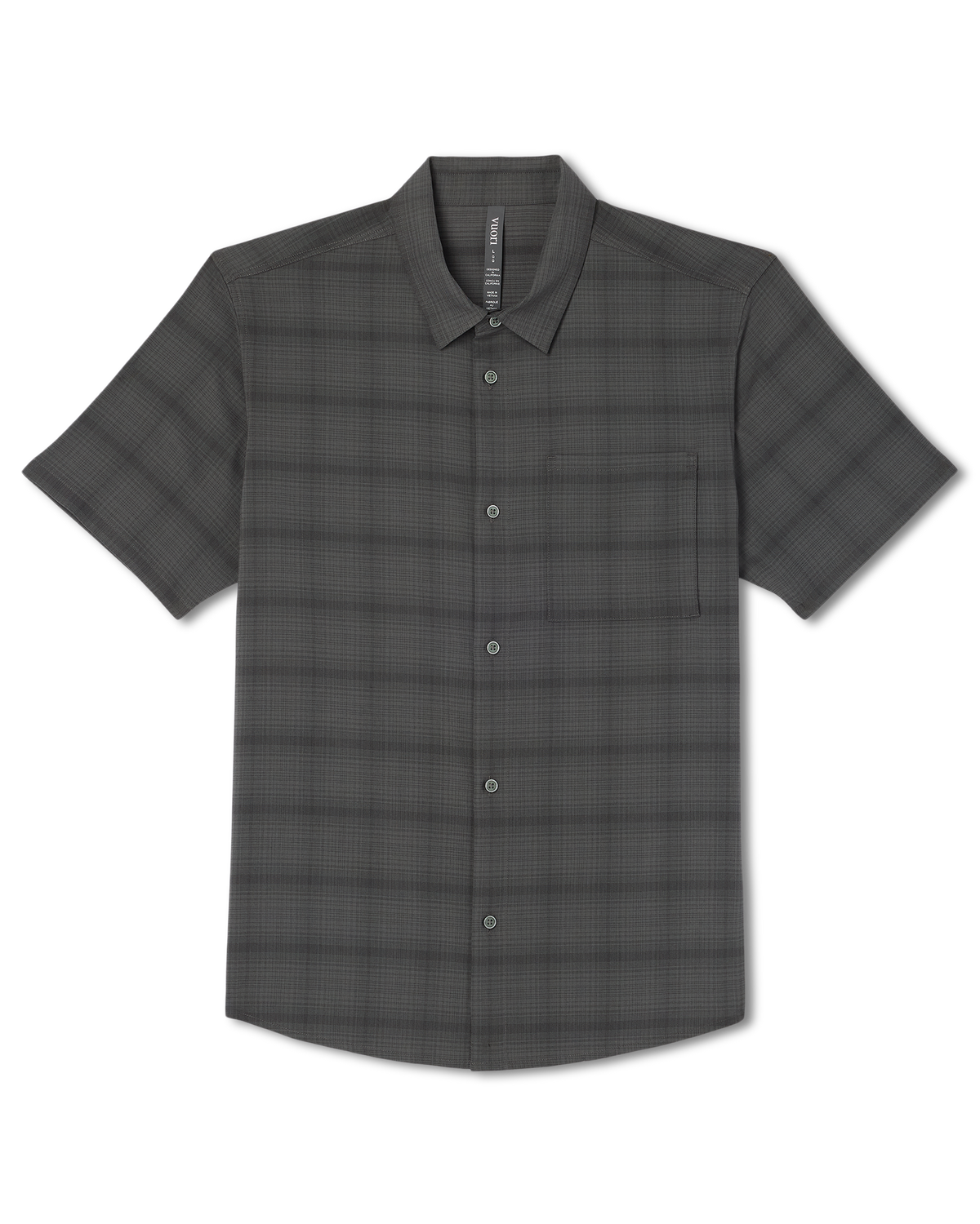 Vuori Men's Short Sleeve Plaid Button Down Shirt Dark Pewter