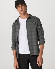 Vuori Men's Long Sleeve Plaid Button Down Shirt Dark Pewter