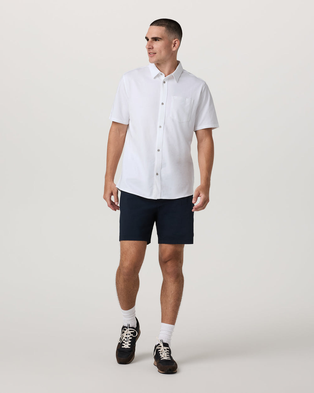 Vuori Short Sleeve Knit Oxford Button Down - Classic Fit White