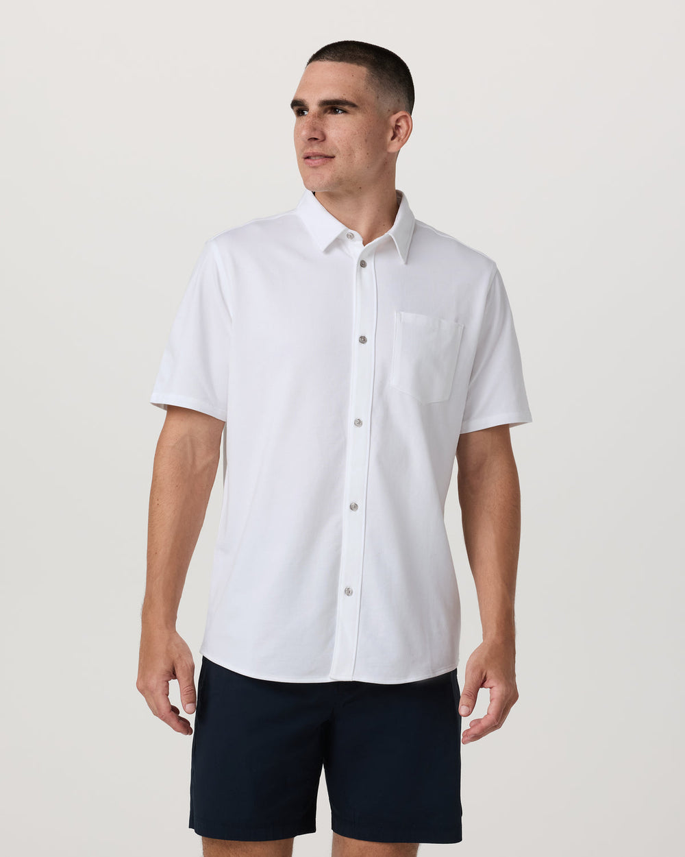Vuori Short Sleeve Knit Oxford Button Down - Classic Fit White