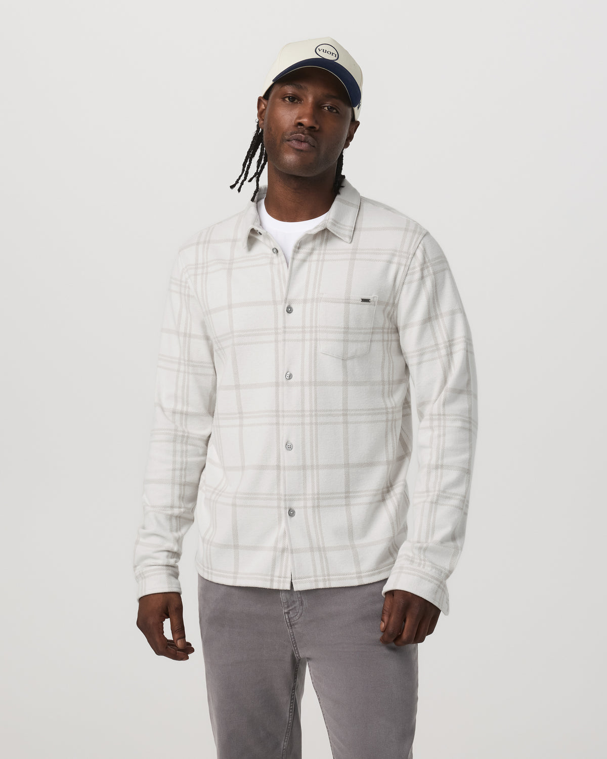 Vuori Seaview Plaid Button Down Shirt Men's Dove Shirt