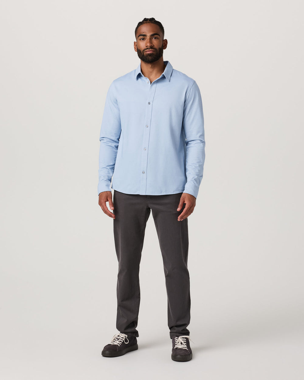 Vuori Men's Long Sleeve Knit Oxford Button Down Blue Dusk