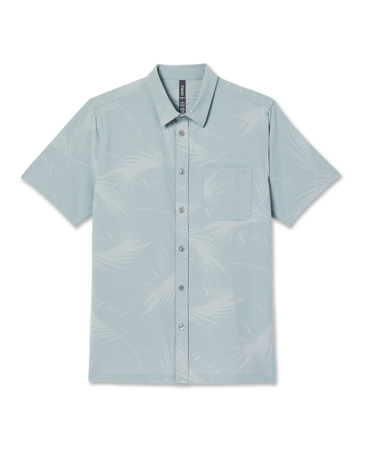Vuori Short-Sleeve Bridge Button Down Chalk Blue Falling Fronds