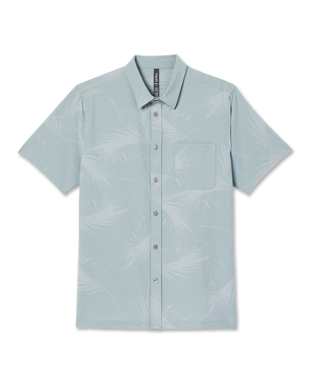 Vuori Short-Sleeve Bridge Button Down Chalk Blue Falling Fronds