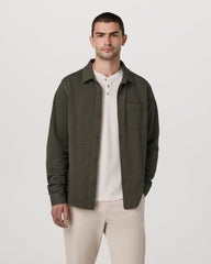 Vuori Jeffreys Overshirt Men's Olive Heather Button-Up Shirt
