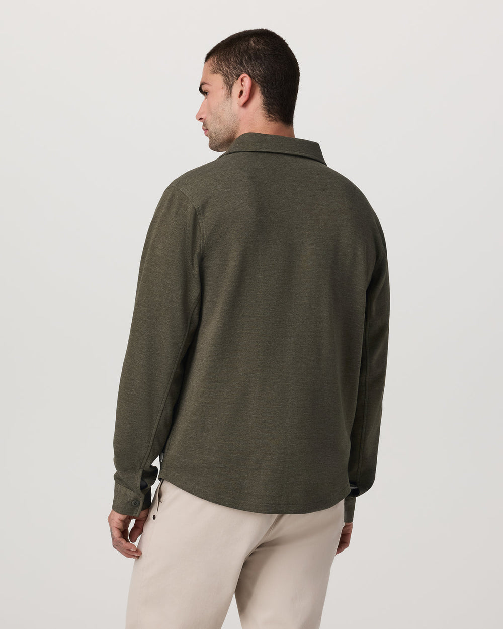 Vuori Jeffreys Overshirt Men's Olive Heather Button-Up Shirt