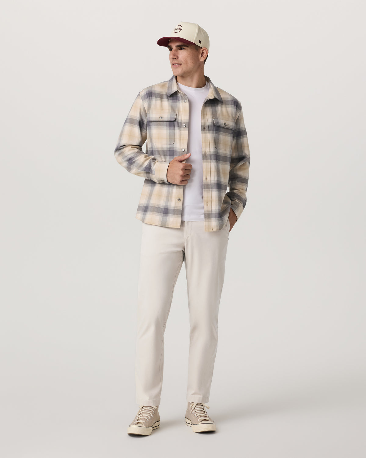 Vuori Long Sleeve Flannel Button Down Men's Cavern Grey Shirt