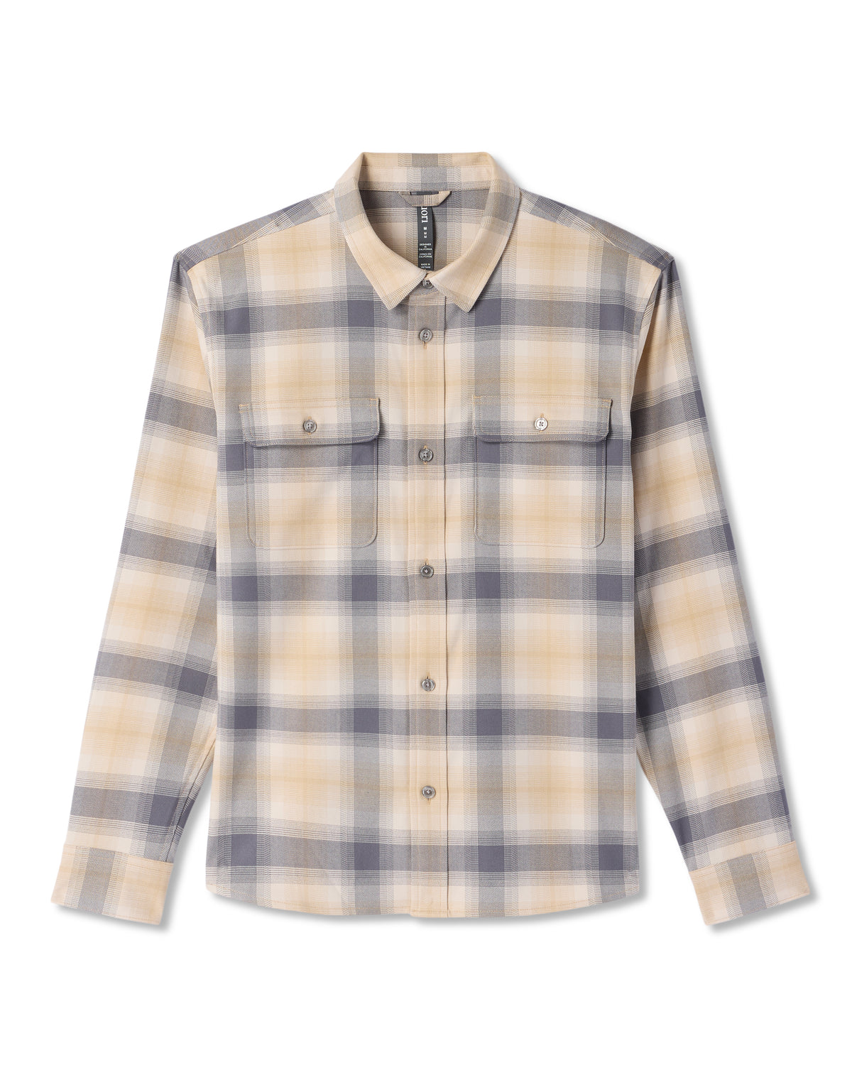 Vuori Long Sleeve Flannel Button Down Men's Cavern Grey Shirt
