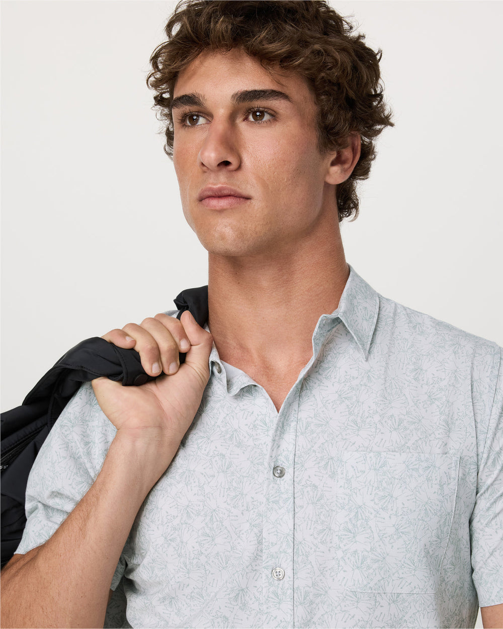 Vuori Short Sleeve Bridge Button Down Men's Frost Grey Shirt