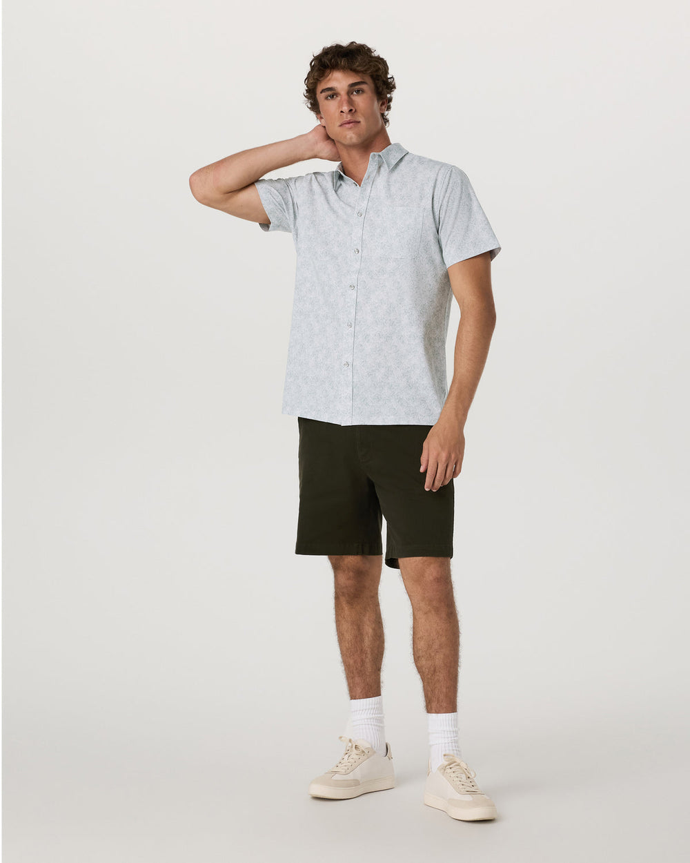 Vuori Short Sleeve Bridge Button Down Men's Frost Grey Shirt