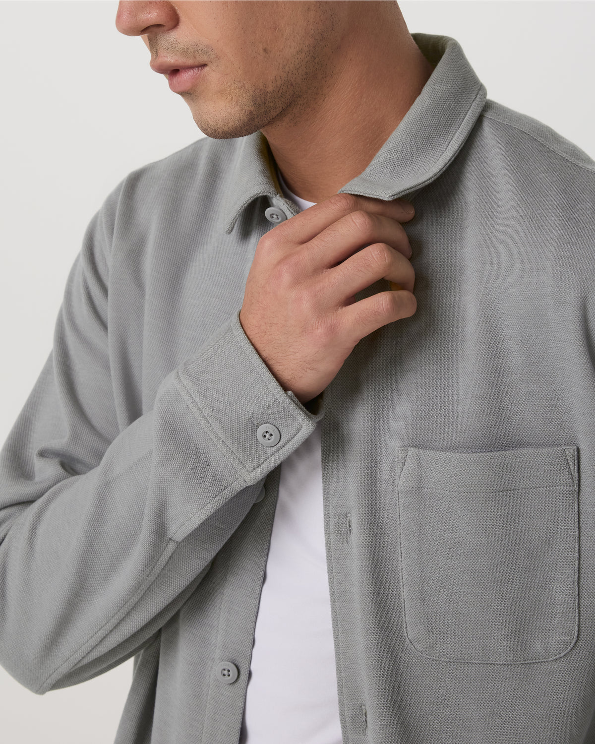 Vuori Jeffreys Overshirt Men's Grey Button-Up Shirt