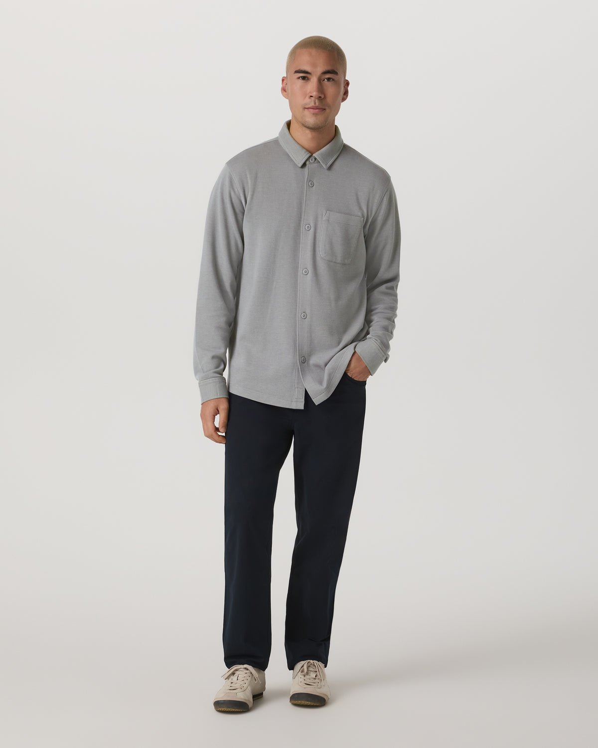 Vuori Jeffreys Overshirt Men's Grey Button-Up Shirt