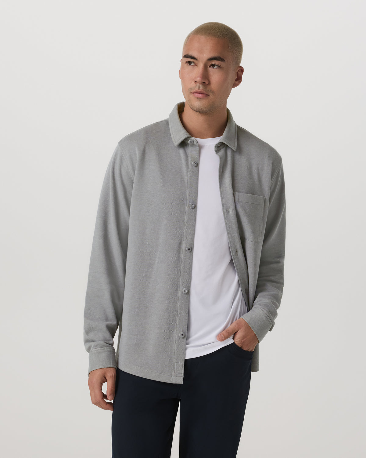Vuori Jeffreys Overshirt Men's Grey Button-Up Shirt