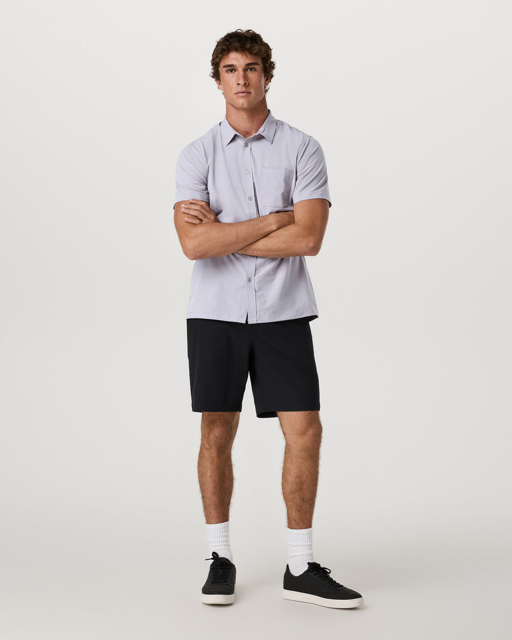 Vuori Short Sleeve Bridge Button Down Men's Cinder Shirt