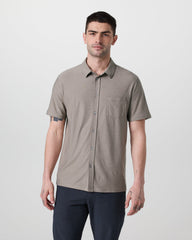 Vuori Short Sleeve Strato Button Down Mocha Heather