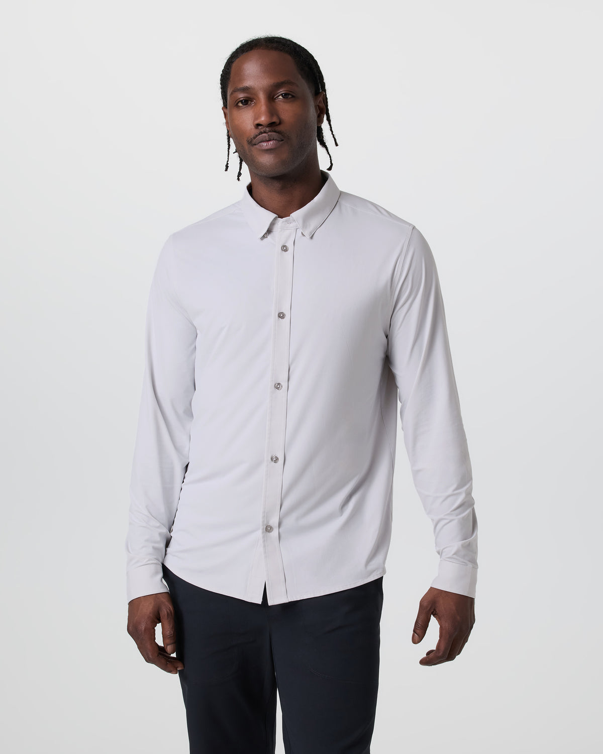 Vuori Long Sleeve TravelLite Button Down Frost Grey