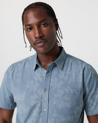 Vuori Short Sleeve Bridge Button Down Dusty Blue Plumeria