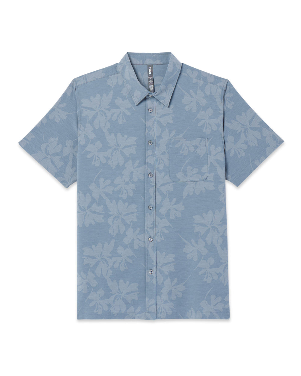 Vuori Short Sleeve Bridge Button Down Dusty Blue Plumeria