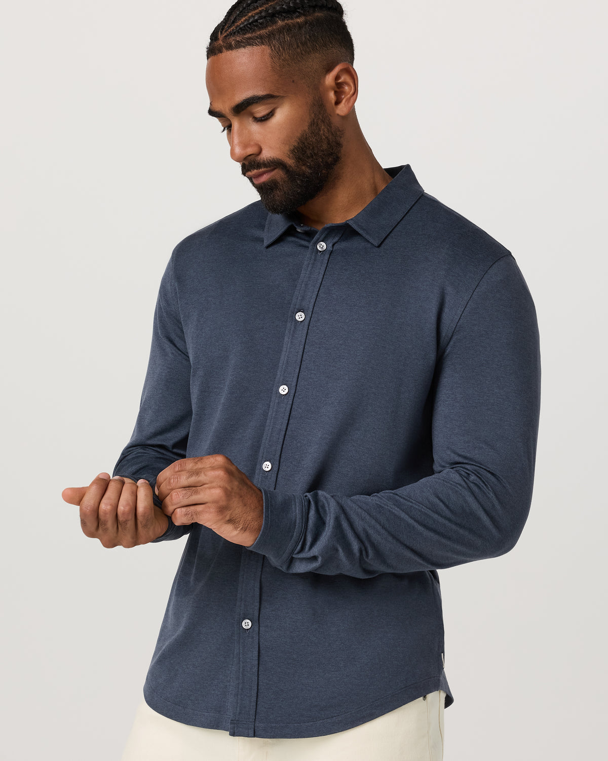 Vuori Men's Long Sleeve Ponto Button Down Azure Heather