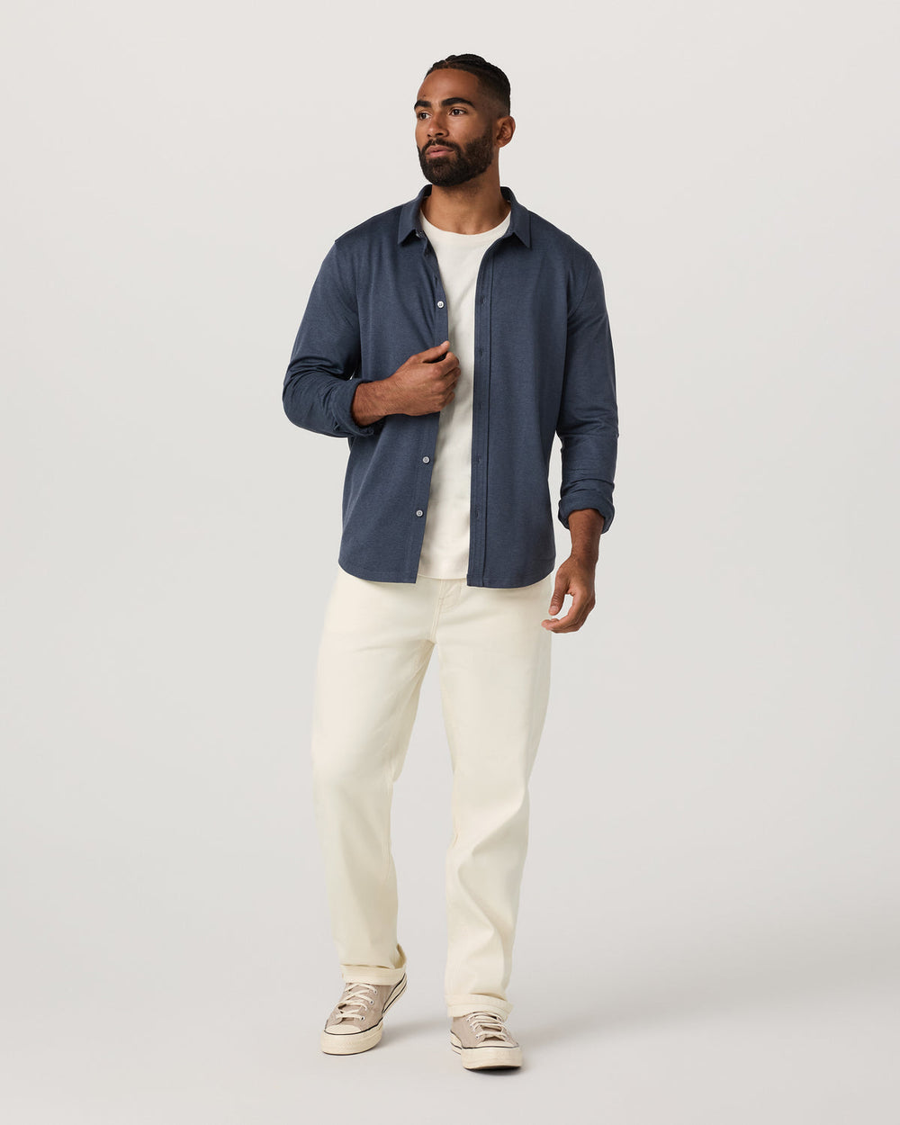 Vuori Men's Long Sleeve Ponto Button Down Azure Heather