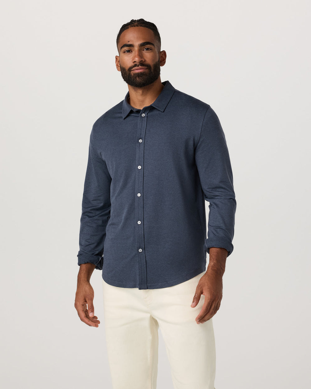 Vuori Men's Long Sleeve Ponto Button Down Azure Heather