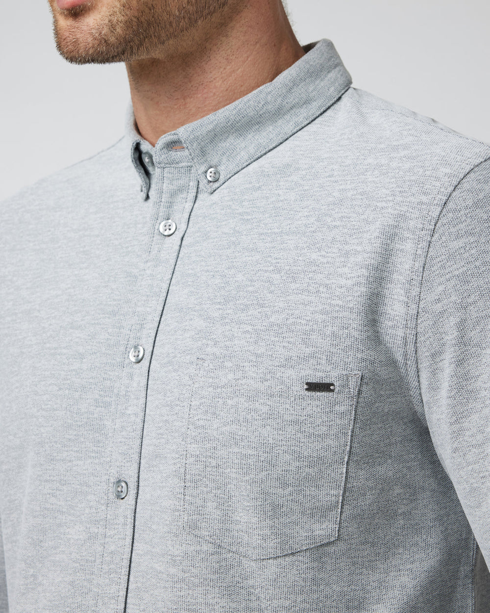 Vuori Long Sleeve Ace Button-Down Grey Button Down Shirt