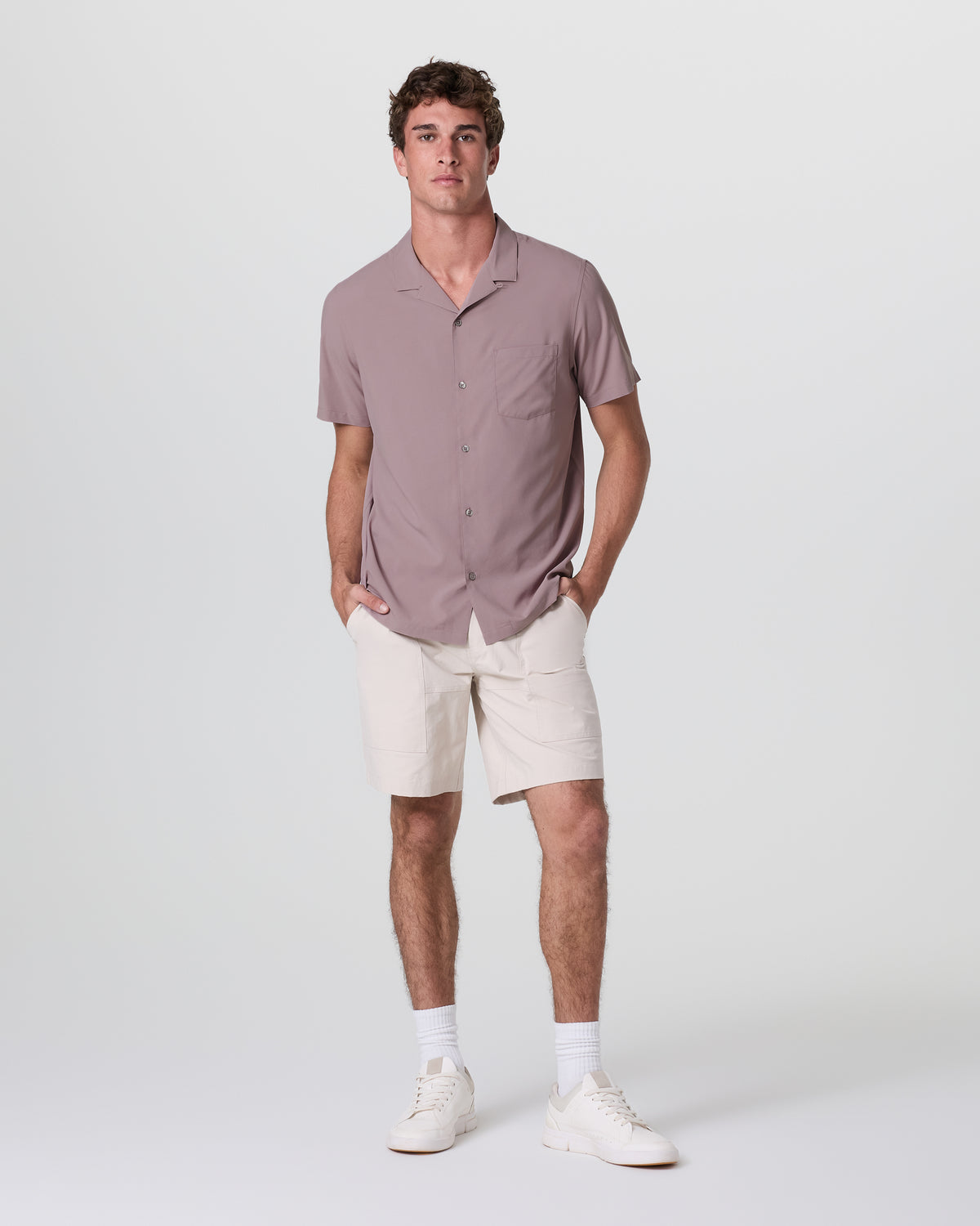 Vuori Seaport Button Down Men's Dark Umber Short Sleeve