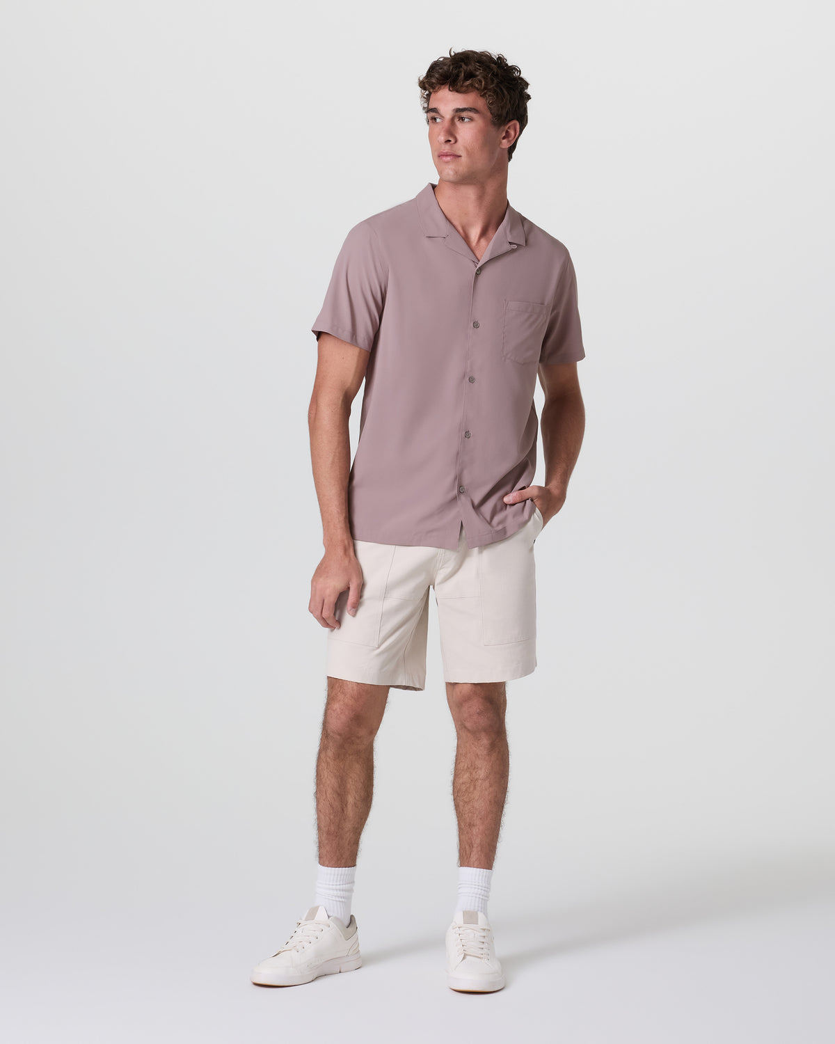 Vuori Seaport Button Down Men's Dark Umber Short Sleeve