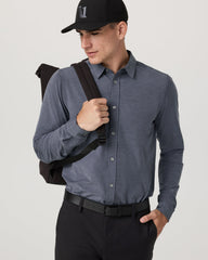 Vuori Long Sleeve Bridge Button Down Men's Moonlight Shirt