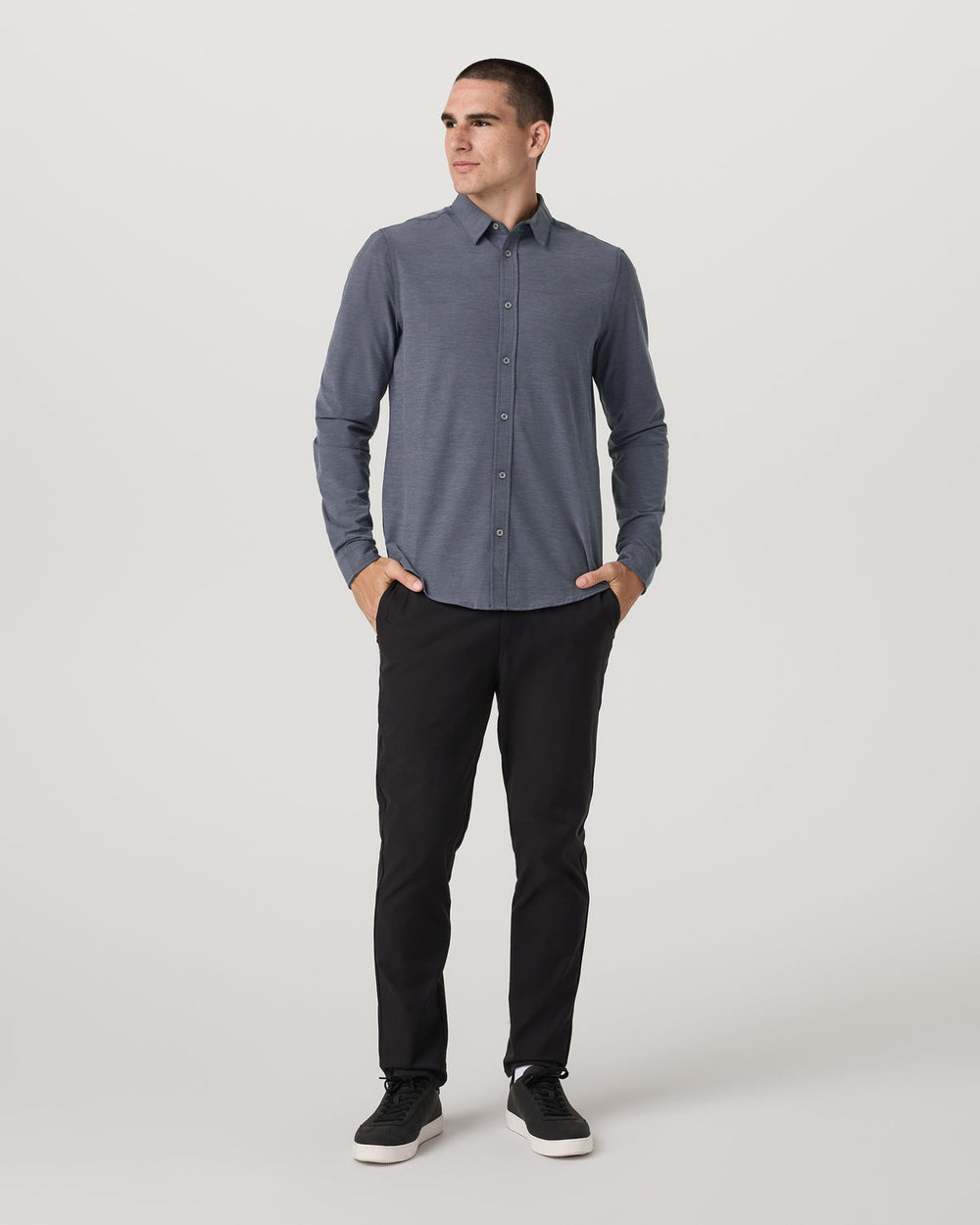Vuori Long Sleeve Bridge Button Down Men's Moonlight Shirt