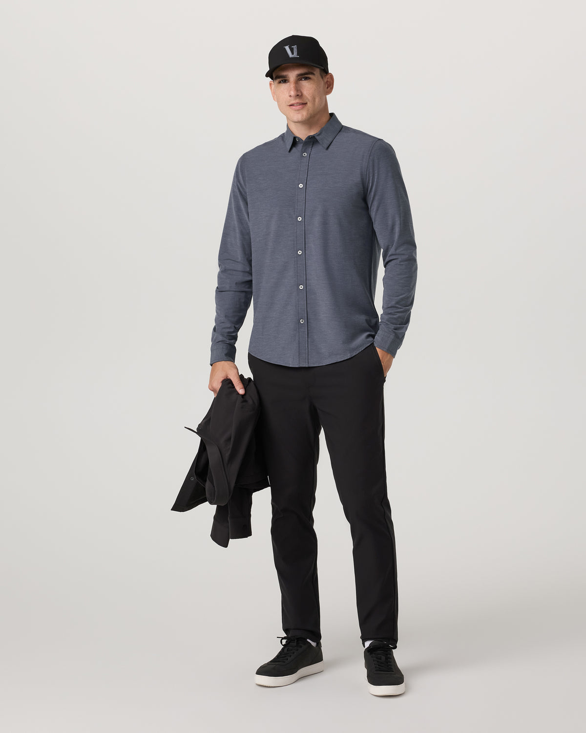 Vuori Long Sleeve Bridge Button Down Men's Moonlight Shirt