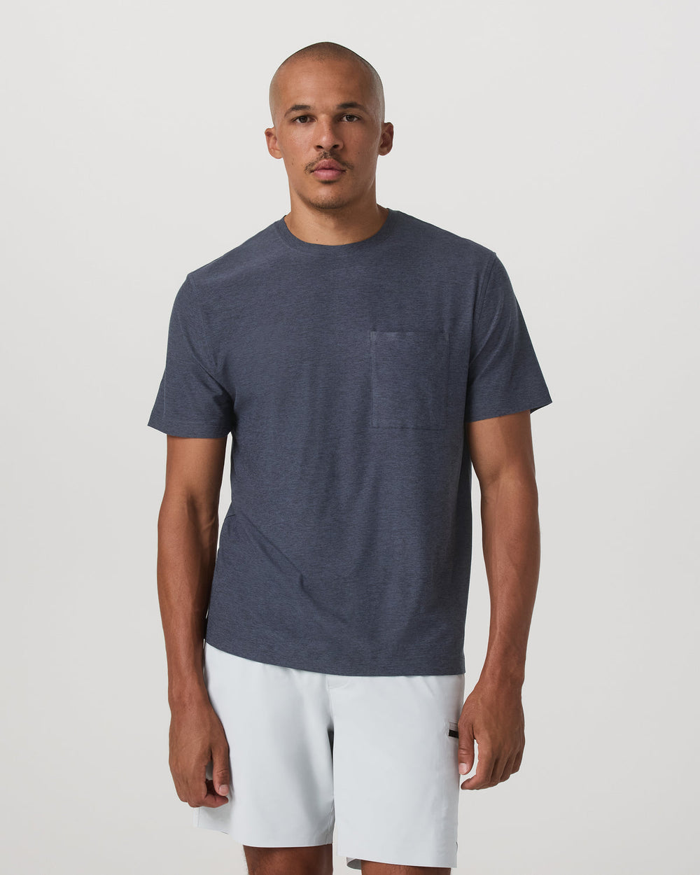 Vuori Short Sleeve Strato Pocket Tee-Relaxed Fit Dark Azure Heather