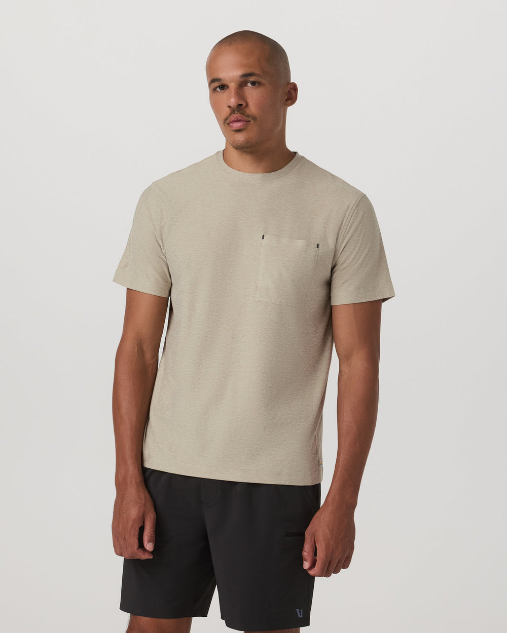 Vuori Short Sleeve Strato Pocket Tee-Relaxed Fit Truffle Heather