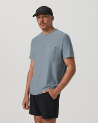 Vuori Short Sleeve Strato Pocket Tee-Relaxed Fit Dusty Blue Heather