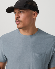 Vuori Short Sleeve Strato Pocket Tee-Relaxed Fit Dusty Blue Heather