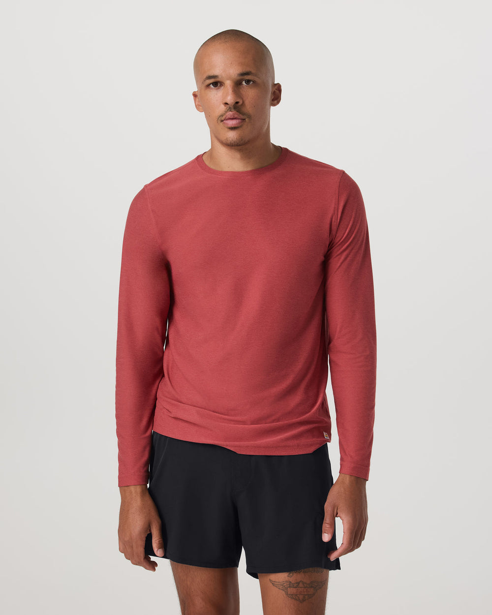 Vuori Long Sleeve Strato Tech Tee Fire Heather Workout Shirt