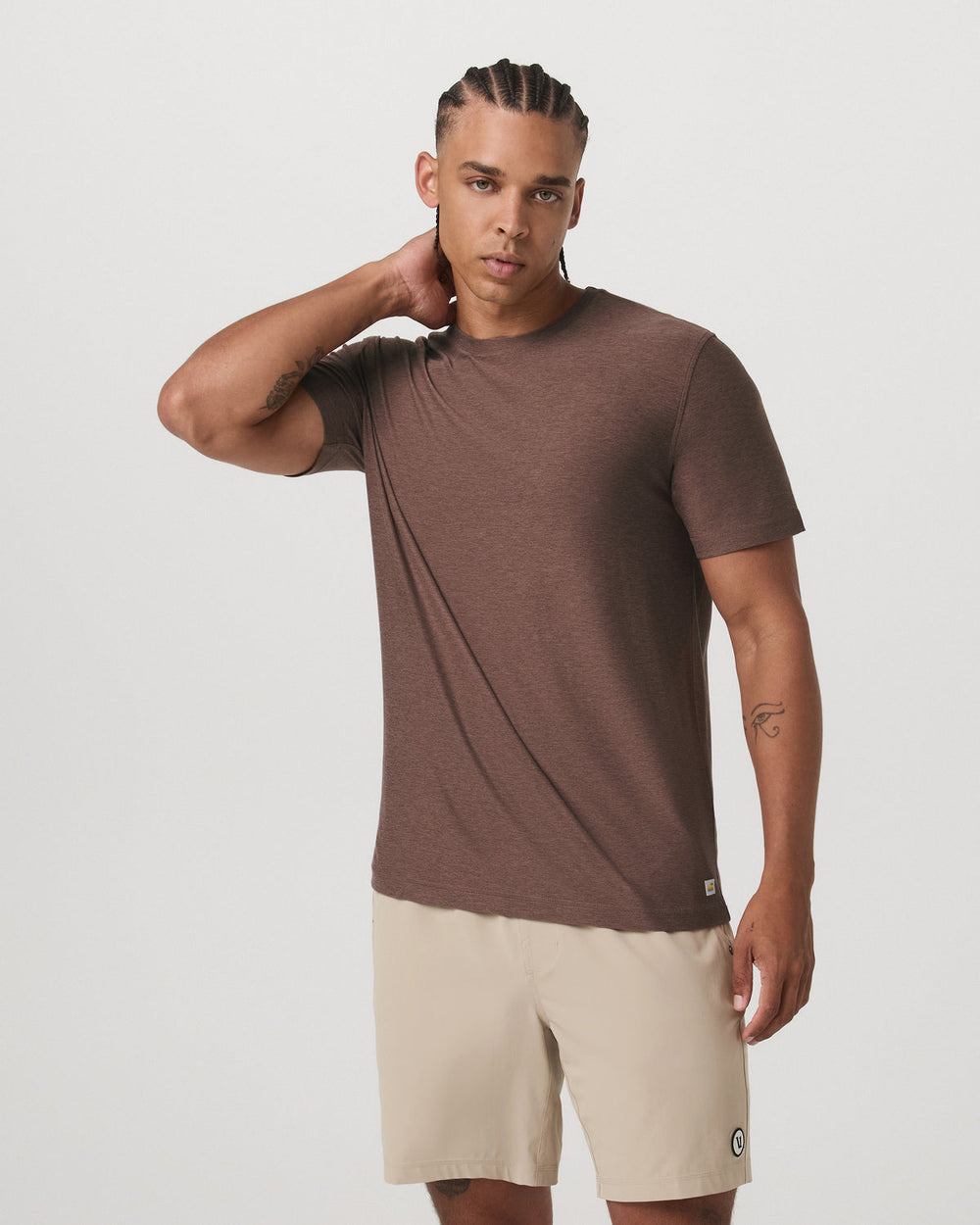 Vuori Strato Tech Tee Men's Sable Heather Performance T-Shirt