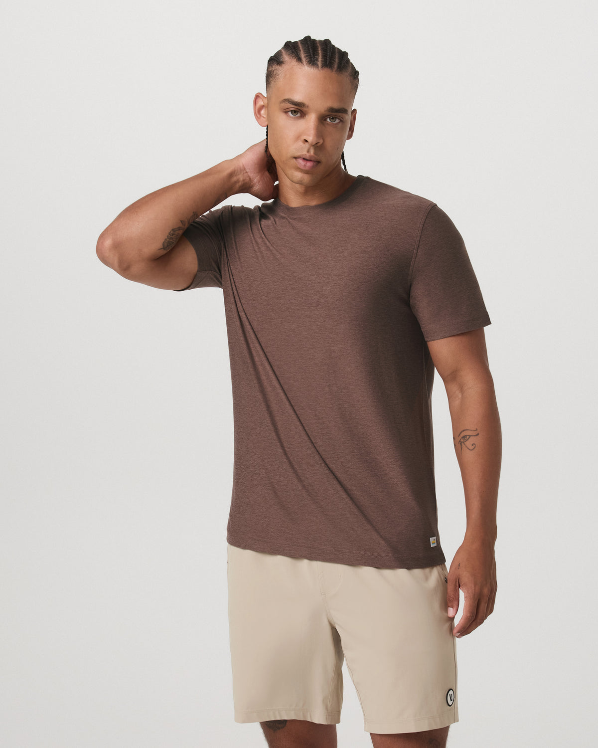 Vuori Strato Tech Tee Men's Sable Heather Performance T-Shirt