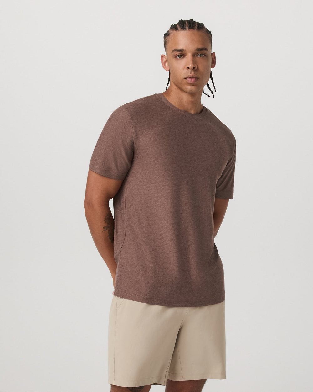 Vuori Strato Tech Tee Men's Sable Heather Performance T-Shirt
