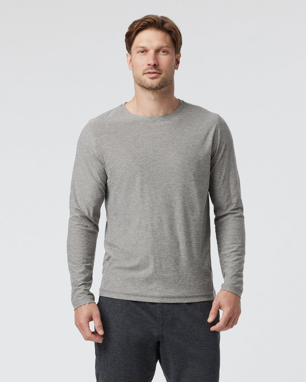 Vuori Long-Sleeve Strato Tech Tee Heather Grey Shirt