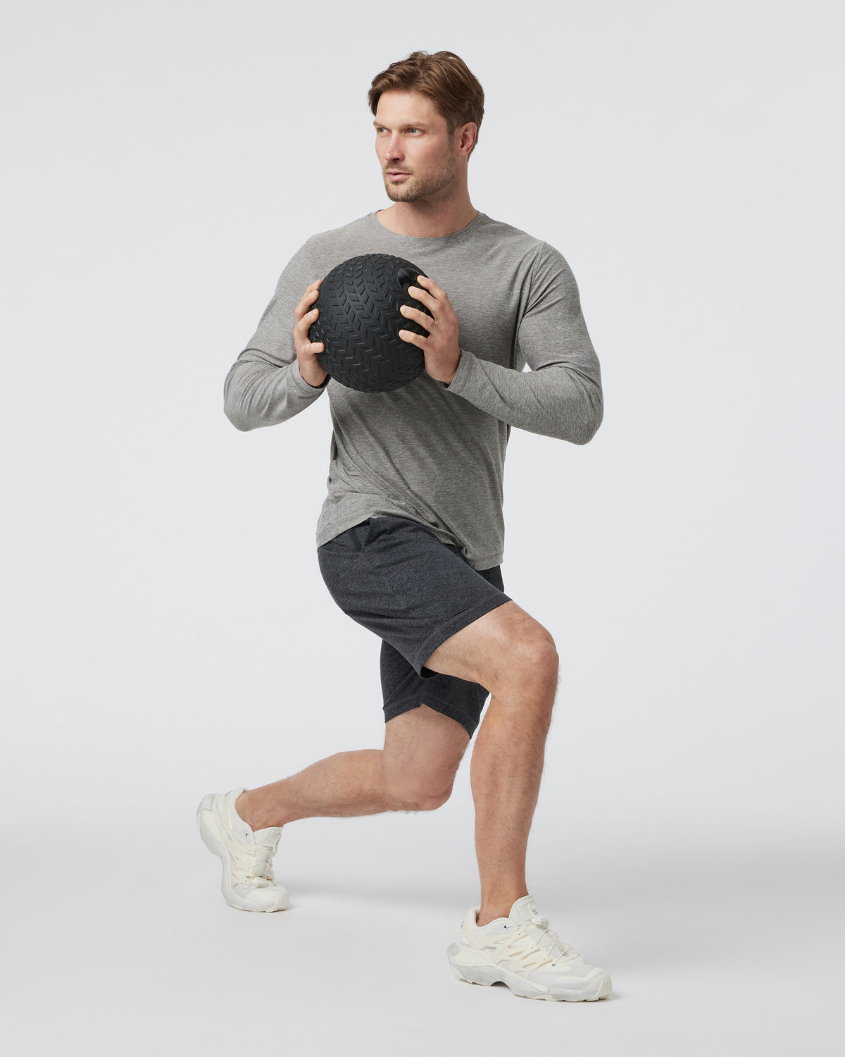 Vuori Long-Sleeve Strato Tech Tee Heather Grey Shirt