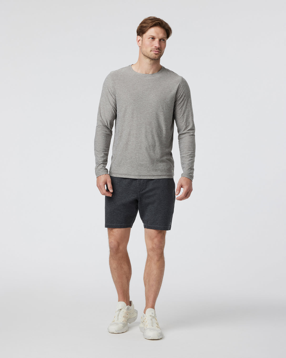Vuori Long-Sleeve Strato Tech Tee Heather Grey Shirt