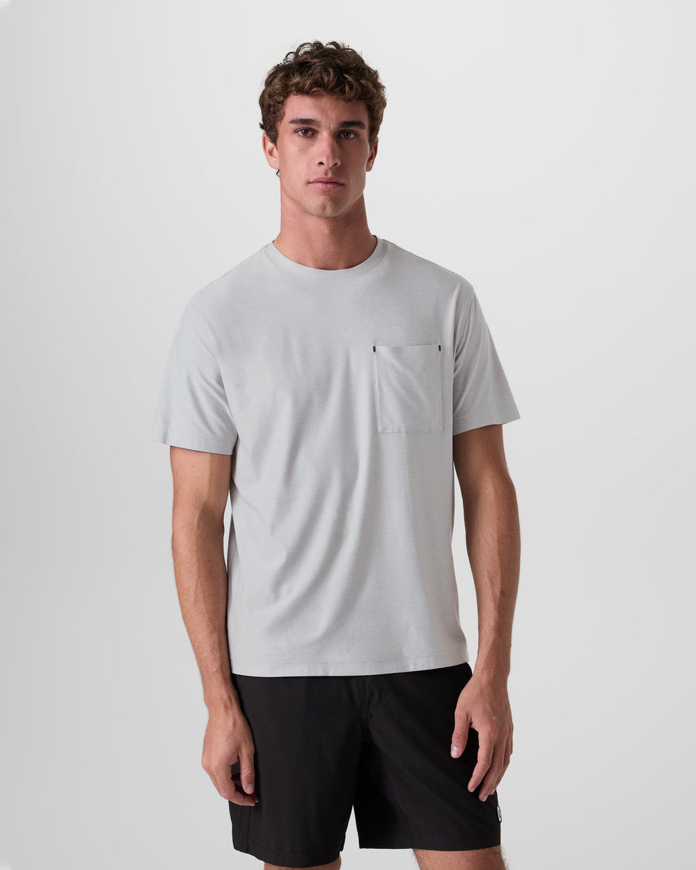 Vuori Short Sleeve Strato Pocket Tee - Relaxed Fit Platinum Heather