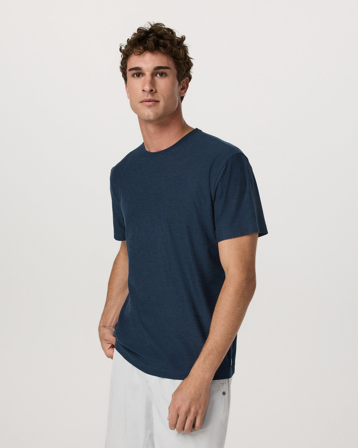 Vuori Men's Short Sleeve Strato Tee - Relaxed Fit Navy Heather