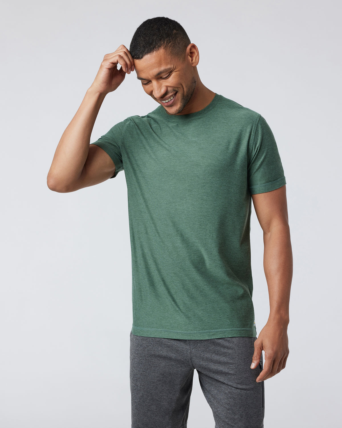 Vuori Strato Tech Tee Men's Sea Pine Heather Workout Shirt