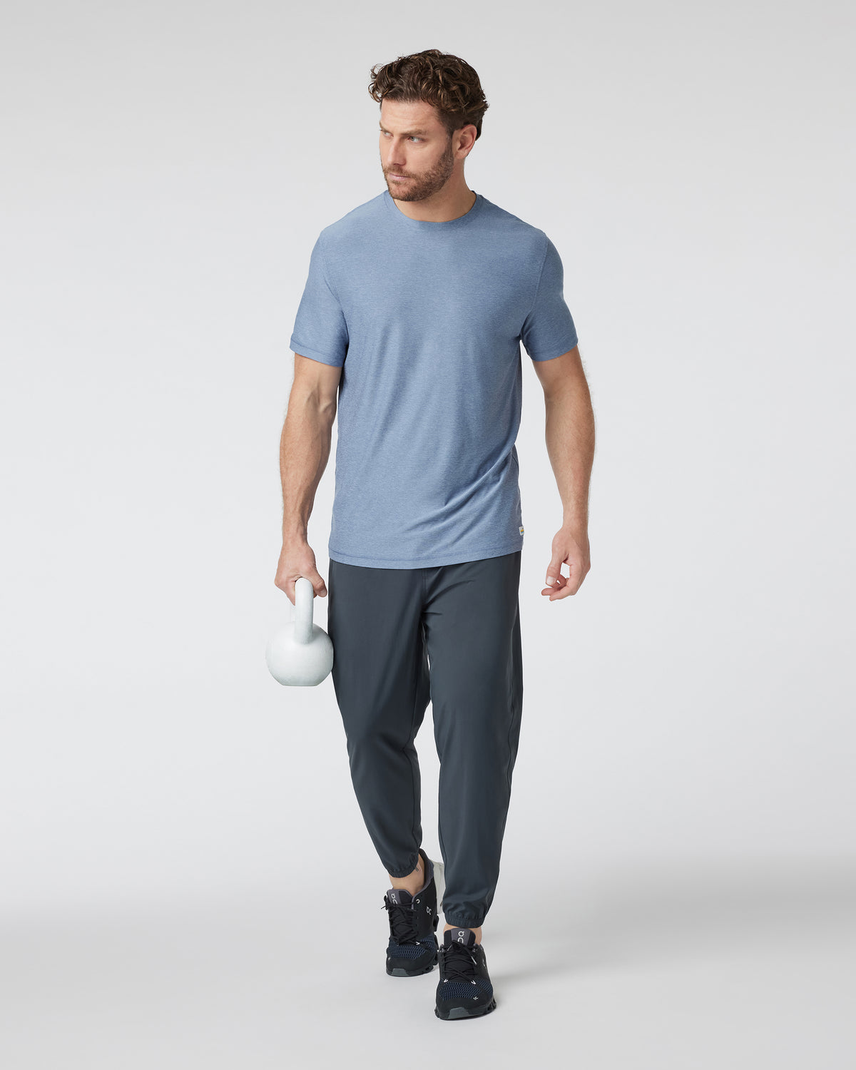 Vuori Strato Tech Tee Men's Chambray Heather Workout Shirt