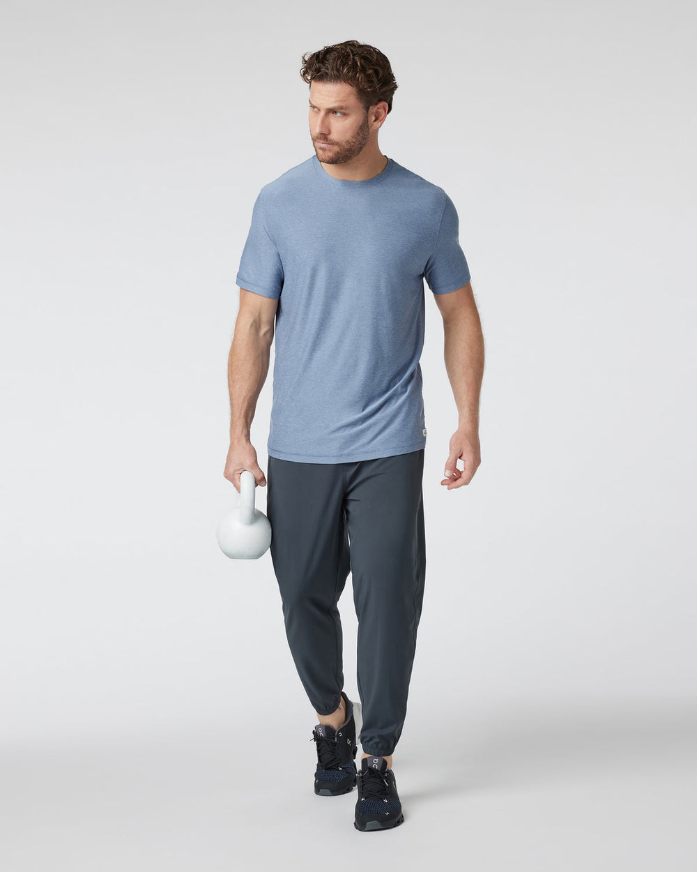 Vuori Strato Tech Tee Men's Chambray Heather Workout Shirt