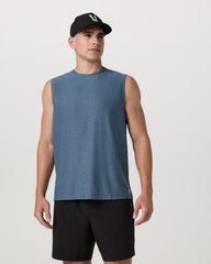 Vuori Strato Muscle Tee Men's Pool Blue Heather Tank Top