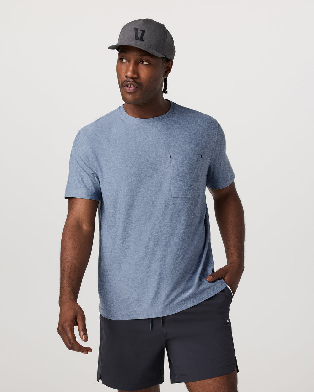 Vuori Men's Short Sleeve Strato Pocket Tee - Relaxed Chambray