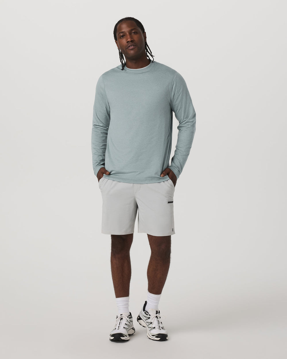Vuori Long Sleeve Ponto Performance Tee Misty Blue Heather